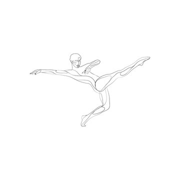 line art dancer leaping pose clip art preview
