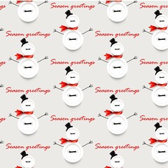 Happy new year seamless pattern with realistic sewing buttons snowman and Season greetings lettering