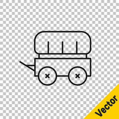 Black line Wild west covered wagon icon isolated on transparent background. Vector.