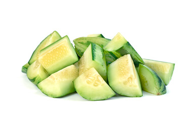 sliced Cucumber or Cucumis melo isolated on white background