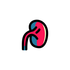 Icon Logo Vector Illustration. Kidney Health Clinic Hospital. Outline Style.
