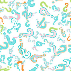 Quiz seamless pattern. Question marks, doubt, faq