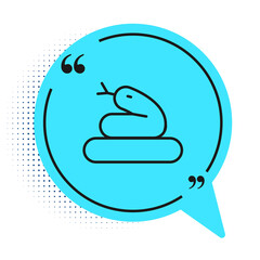 Black line Snake icon isolated on white background. Blue speech bubble symbol. Vector.