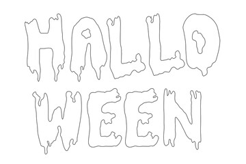 Hand drawing lettering Halloween. Vector black and white illustration