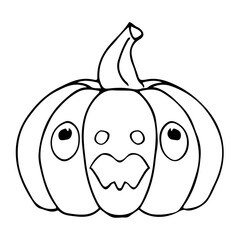 hand drawing halloween pumpkin vector illustration isolated on white background