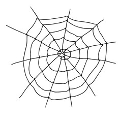 Obraz premium Hand drawing spider web. Vector illustration isolated on white background.