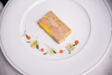 Goose liver delicious specialty with homemade jam and warm brioche