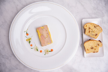 Goose liver delicious specialty with homemade jam and warm brioche