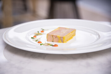 Goose liver delicious specialty with homemade jam and warm brioche