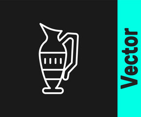 White line Ancient amphorae icon isolated on black background. Vector.
