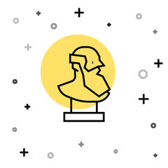 Black line Ancient bust sculpture icon isolated on white background. Random dynamic shapes. Vector.