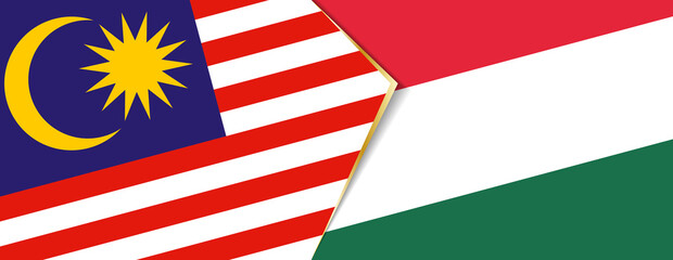 Malaysia and Hungary flags, two vector flags.