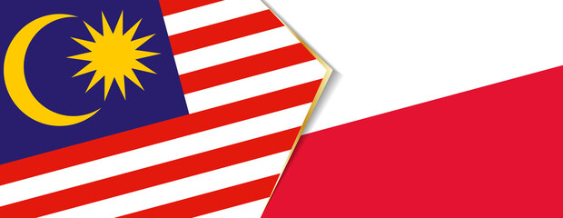 Malaysia and Poland flags, two vector flags.