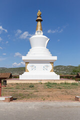 Buddhist Stupa (place of meditation) of Sakya Tashi Ling monastery (temple) in Garraf, Barcelona (Spain)