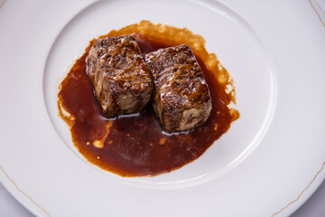 Japanese wagyu beef ribs prepared in wine sauce delicious specialty 