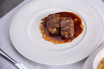 Japanese wagyu beef ribs prepared in wine sauce delicious specialty 
