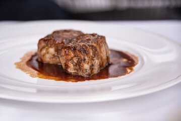Japanese wagyu beef ribs prepared in wine sauce delicious specialty 
