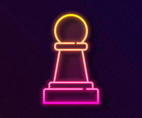 Glowing neon line Chess icon isolated on black background. Business strategy. Game, management, finance. Vector.