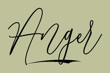 Anger Cursive Calligraphy White Color Text On Light Yellow Background