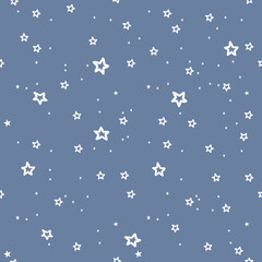 Fototapeta na wymiar seamless pattern with stars, pastel blue background, small stars drawing