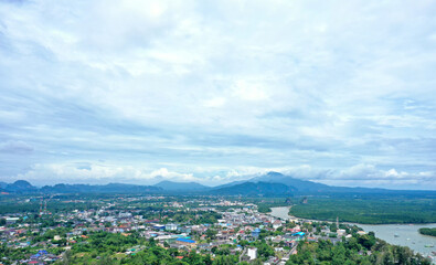 Fototapeta na wymiar Aerial view city of Krabi Province, Thailand
