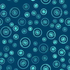 Green line Billiard pool snooker ball icon isolated seamless pattern on blue background. Vector.