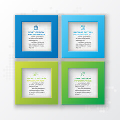 Business infographics template 4 steps with square,Element for design invitations,Vector illustration.
