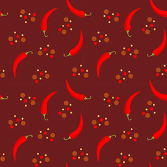 Chili seamless pattern. Spices and red pepper background