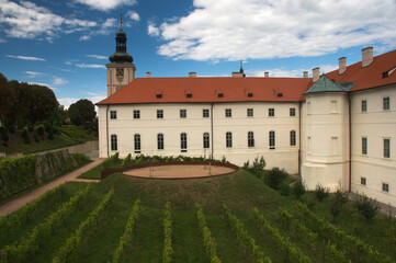 Fototapeta na wymiar Jesuit College (Jezuitska kolej) in vicinity of St. Barbara's Cathedral (Chram svate Barbory) in Kutna Hora, Czech Republic