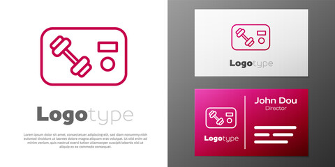 Logotype line Fitness club, gym card icon isolated on white background. Logo design template element. Vector.