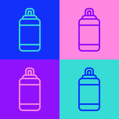 Pop art line Punching bag icon isolated on color background. Vector.
