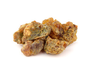 Sweet Myrrh Gum Resin (Opoponax) Isolated on White Background.