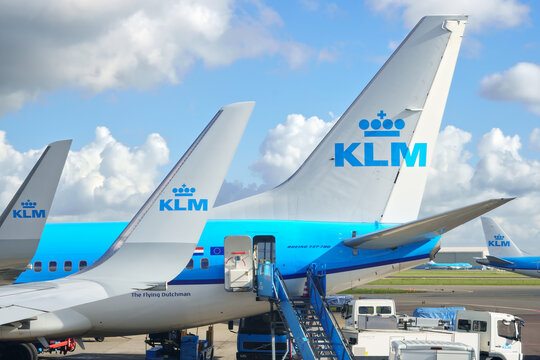 AMSTERDAM, NETHERLANDS - MARCH 03, 2020: KLM Royal Dutch Airlines at Amsterdam Airport Schiphol.