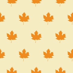 Seamless Pattern with Autumn Maple Leaves. Vector Illustration. Autumn Design Collection, Backgrounds