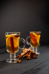 mulled wine with spices and orange