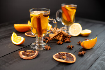 mulled wine with spices and orange