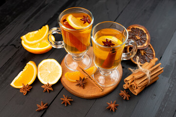 mulled wine with spices and orange