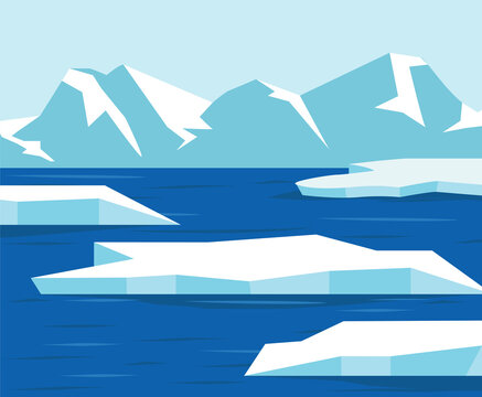 North pole  Antarctica landscape background