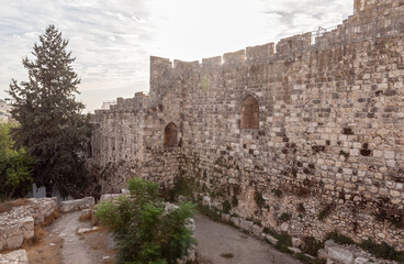 The inside of the Old City walls in the Armenian quarter near the Zion Gate in the old city of Jerusalem, Israel