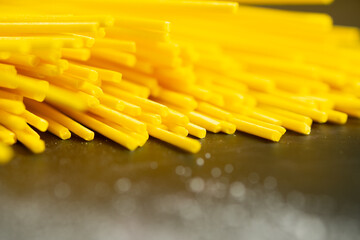 Close up Yellow Raw Noodles.