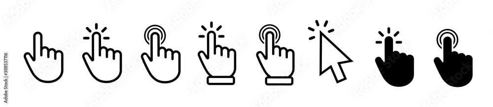 Poster computer mouse click cursor icon set. cursor icon