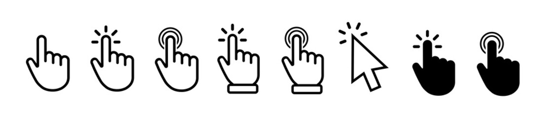 Fototapeta premium Computer mouse click cursor icon set. Cursor icon