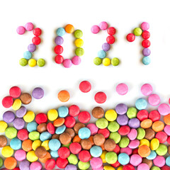 2021 colorful candies  isolated on white background