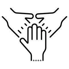 three hands support each other, concept of teamwork, icon vector