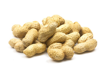 Peanuts or Groundnut pile isolated on white background.