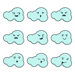 Cloud character with various expressions
