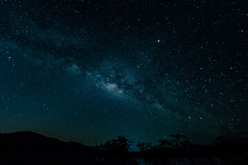 Milky Way with stars shining brightly beautiful at night