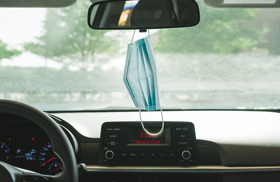 Mask In Car On Mirror 