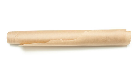 roll of brown wrapping paper isolated on a white background