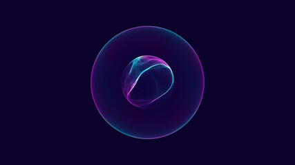 Abstract digital sphere with plasma shape inside. Futuristic 3d particle background illustration